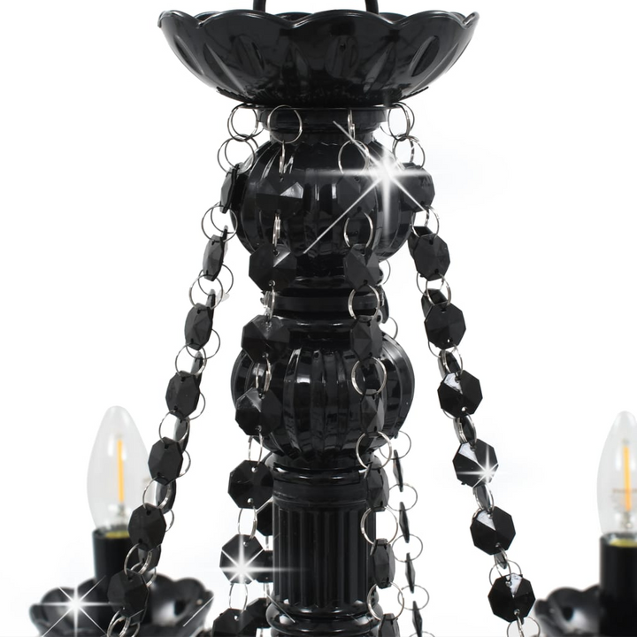 Elegant Black Chandelier with Beads - Vintage Candle-Style Design, Perfect for Home & Commercial Spaces - Premium  from Home Treasures - Just £163.99! Shop now at Home Treasures