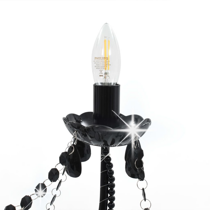 Elegant Black Chandelier with Beads - Vintage Candle-Style Design, Perfect for Home & Commercial Spaces - Premium  from Home Treasures - Just £163.99! Shop now at Home Treasures