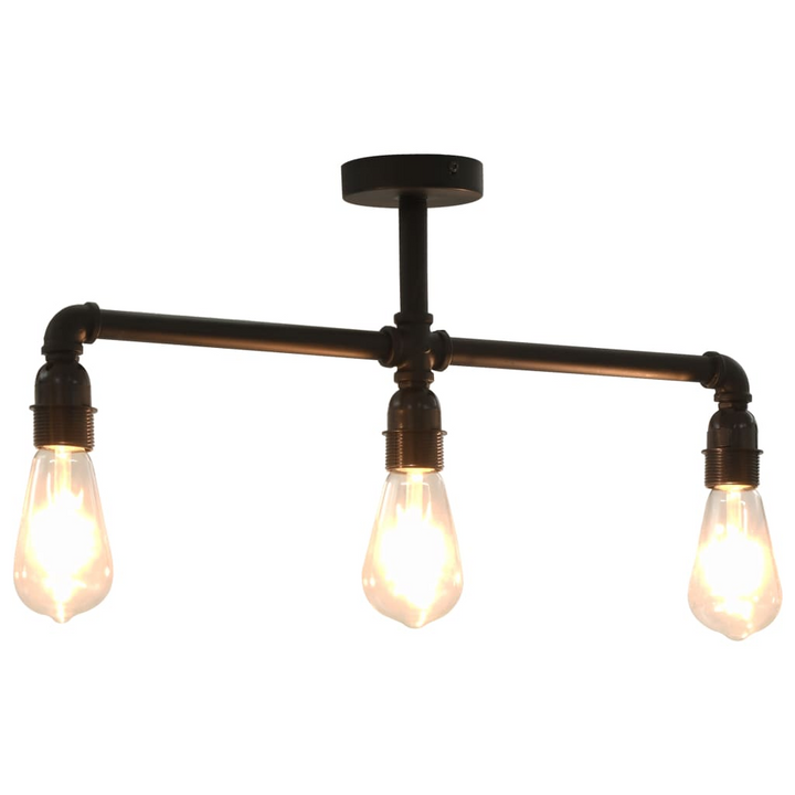 Modern Steampunk Ceiling Lamp - Black, 3 x E27 Bulb Bases, Metal, 60 x 23 cm | Stylish Industrial Lighting - Premium  from Home Treasures - Just £49.99! Shop now at Home Treasures