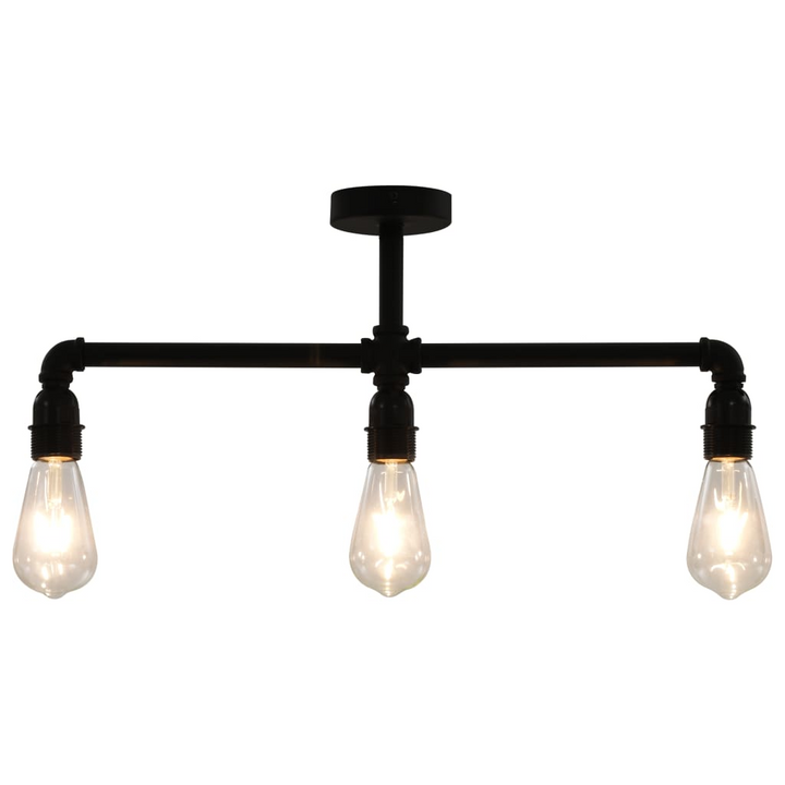 Modern Steampunk Ceiling Lamp - Black, 3 x E27 Bulb Bases, Metal, 60 x 23 cm | Stylish Industrial Lighting - Premium  from Home Treasures - Just £49.99! Shop now at Home Treasures