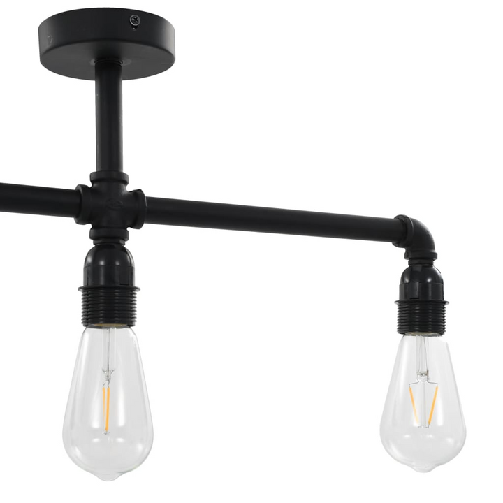 Modern Steampunk Ceiling Lamp - Black, 3 x E27 Bulb Bases, Metal, 60 x 23 cm | Stylish Industrial Lighting - Premium  from Home Treasures - Just £49.99! Shop now at Home Treasures