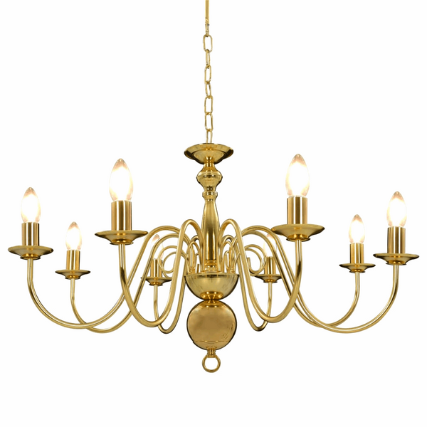 Luxurious Gold Chandelier - Antique Candle-Like Design for Elegant Home Decor, 8 Bulb Bases - Premium  from Home Treasures - Just £124.99! Shop now at Home Treasures