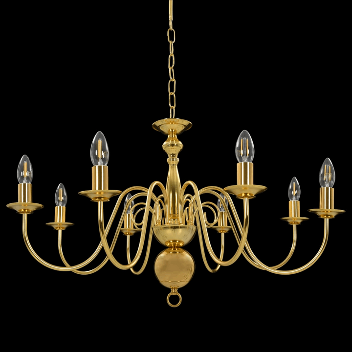 Luxurious Gold Chandelier - Antique Candle-Like Design for Elegant Home Decor, 8 Bulb Bases - Premium  from Home Treasures - Just £124.99! Shop now at Home Treasures