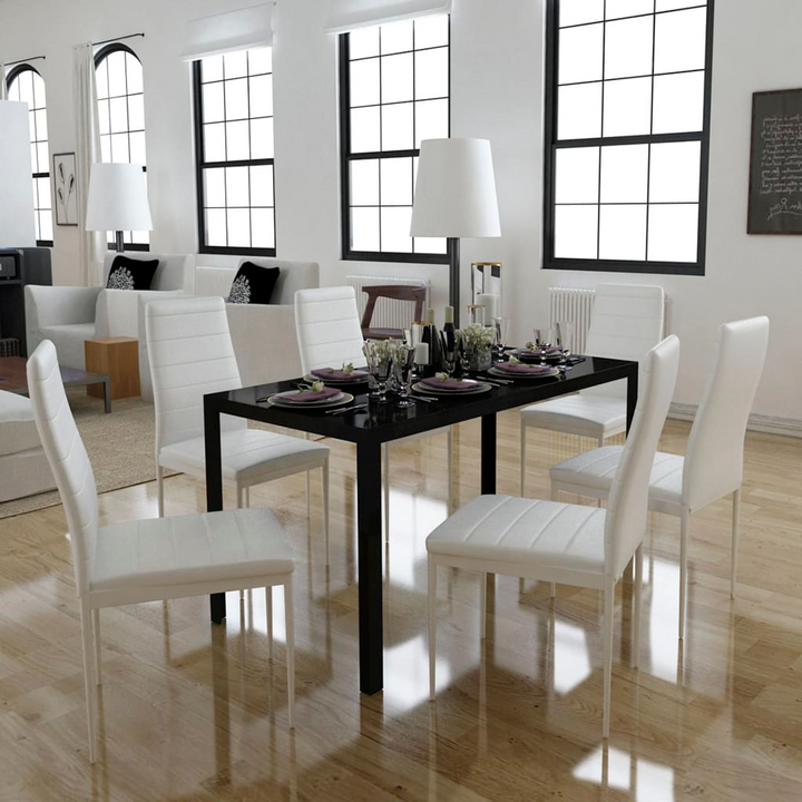 Elegant 7 Piece Dining Table Set in Black and White - Modern, Sleek Design - Premium  from Home Treasures - Just £316.99! Shop now at Home Treasures