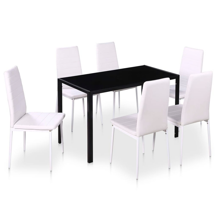 Elegant 7 Piece Dining Table Set in Black and White - Modern, Sleek Design - Premium  from Home Treasures - Just £316.99! Shop now at Home Treasures