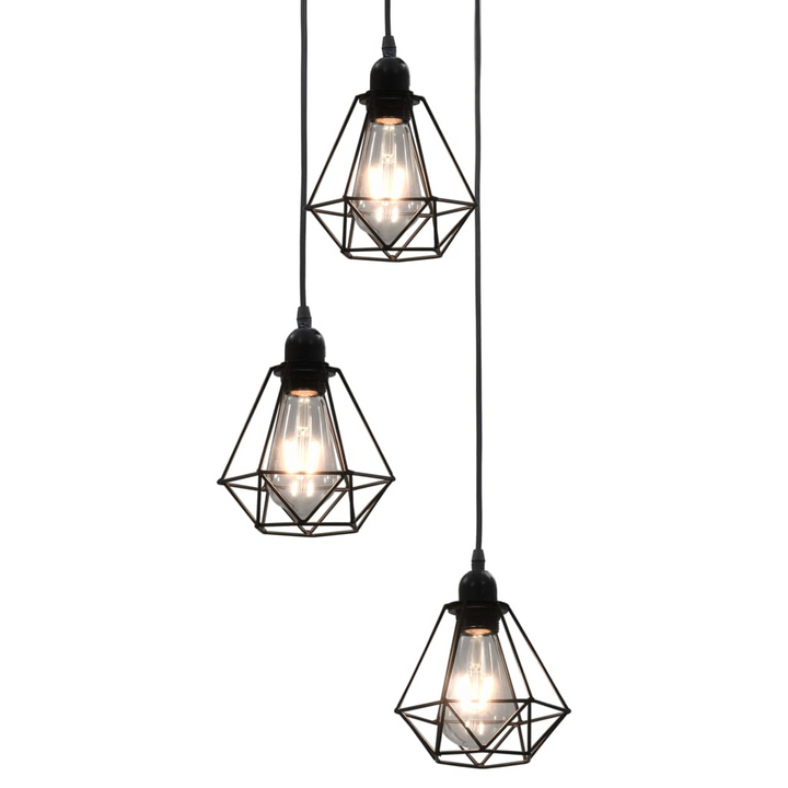 Modern Black Ceiling Lamp with Diamond Design - Adjustable Height, 3 x E27 Bulbs - Premium  from Home Treasures - Just £50.99! Shop now at Home Treasures