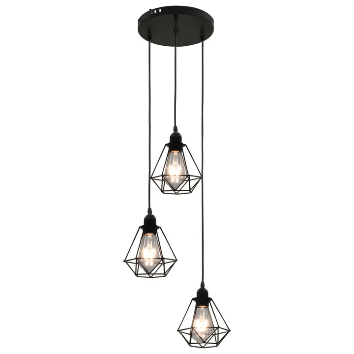 Modern Black Ceiling Lamp with Diamond Design - Adjustable Height, 3 x E27 Bulbs - Premium  from Home Treasures - Just £50.99! Shop now at Home Treasures