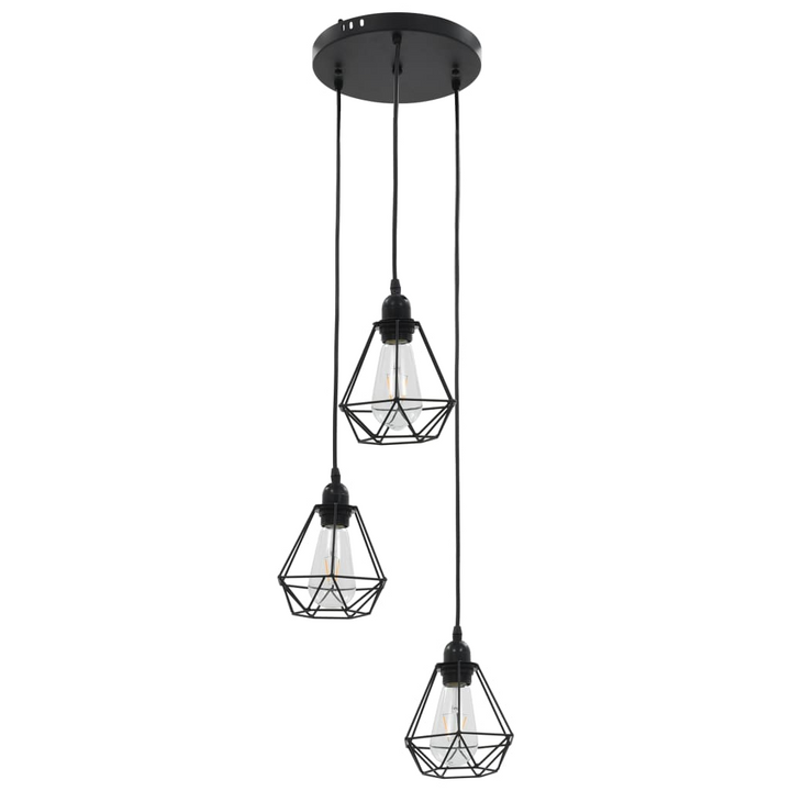 Modern Black Ceiling Lamp with Diamond Design - Adjustable Height, 3 x E27 Bulbs - Premium  from Home Treasures - Just £50.99! Shop now at Home Treasures