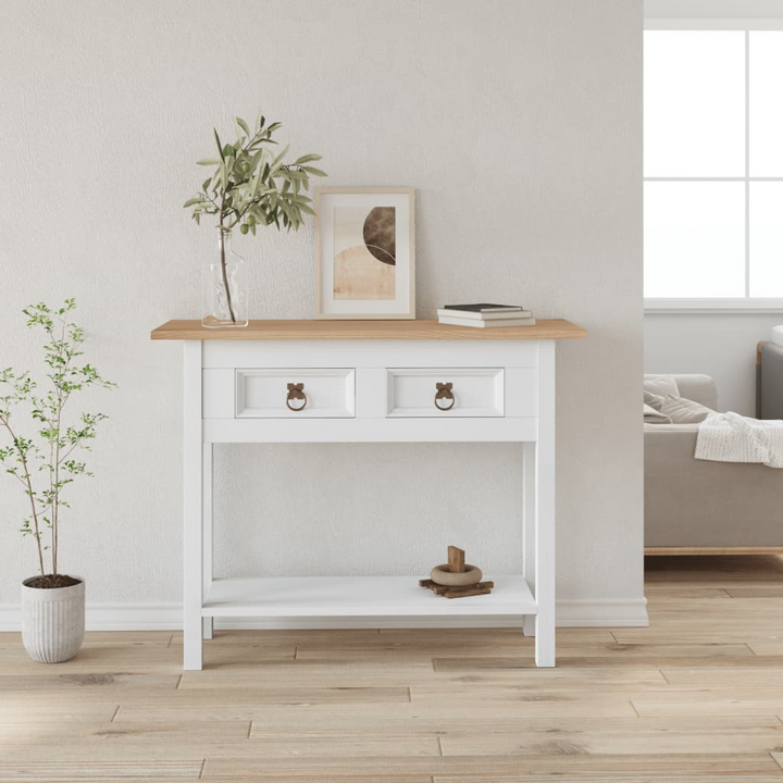 CORONA Rustic Console Table in White - Stylish & Durable Mexican Pine - 90x34.5x73 cm - Corona Range - Premium  from Home Treasures - Just £94.99! Shop now at Home Treasures