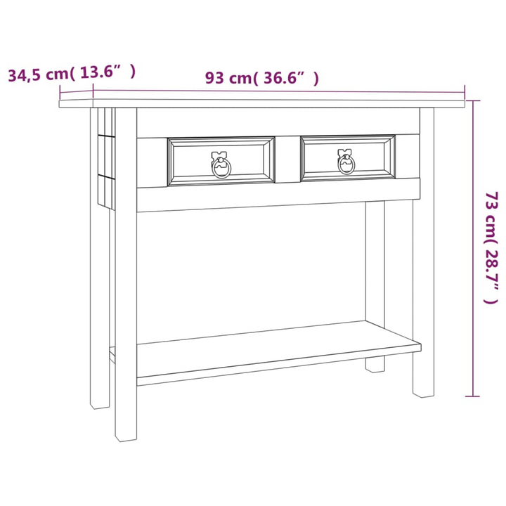 CORONA Rustic Console Table in White - Stylish & Durable Mexican Pine - 90x34.5x73 cm - Corona Range - Premium  from Home Treasures - Just £94.99! Shop now at Home Treasures