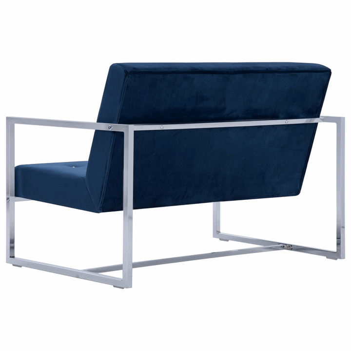 Luxurious Button Pinned Sofa - Blue Chrome and Velvet | Modern 2-Seater Upholstered Couch - Premium  from Home Treasures - Just £281.99! Shop now at Home Treasures