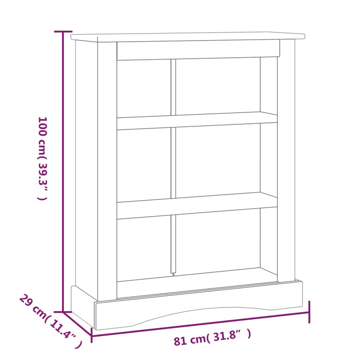 CORONA 3-Tier Mexican Pine Bookcase - Rustic Grey & Brown, 81x29x100 cm - Sturdy & Stylish Pinewood - Premium  from Home Treasures - Just £90.99! Shop now at Home Treasures