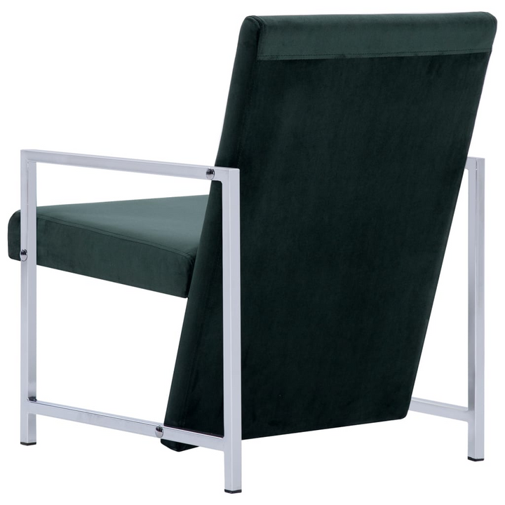 Elegant Dark Green Velvet Armchair with Chrome Feet | Modern Design & Ultimate Comfort - Premium  from Home Treasures - Just £116.99! Shop now at Home Treasures