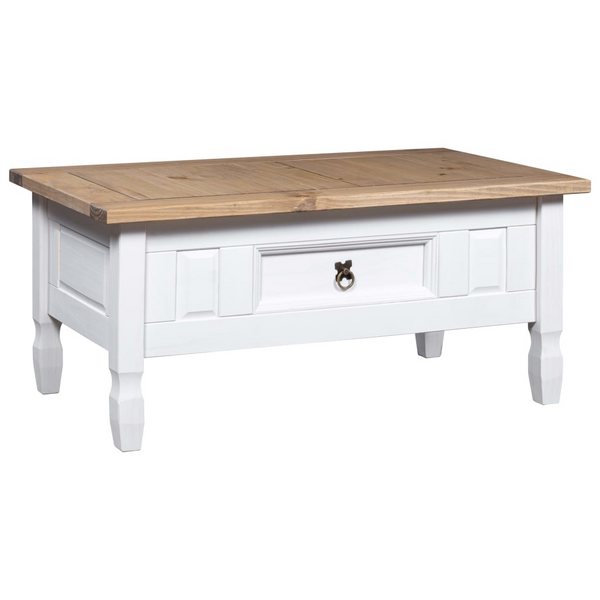 CORONA Rustic Coffee Table - Solid Mexican Pinewood in White 100x55x44 cm - Elegant and Durable, Easy Assembly - Premium  from Home Treasures - Just £128.99! Shop now at Home Treasures