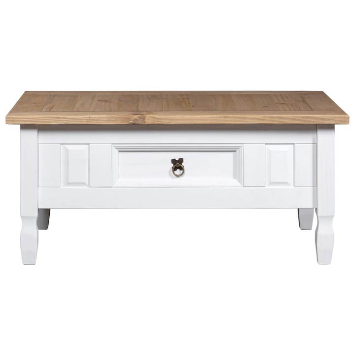 CORONA Rustic Coffee Table - Solid Mexican Pinewood in White 100x55x44 cm - Elegant and Durable, Easy Assembly - Premium  from Home Treasures - Just £128.99! Shop now at Home Treasures