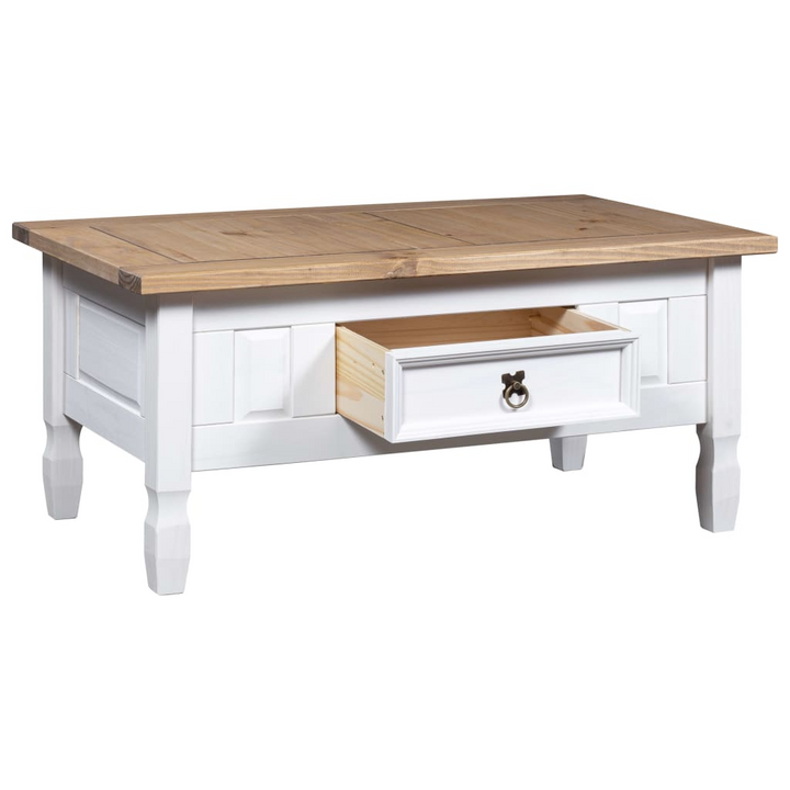 CORONA Rustic Coffee Table - Solid Mexican Pinewood in White 100x55x44 cm - Elegant and Durable, Easy Assembly - Premium  from Home Treasures - Just £128.99! Shop now at Home Treasures