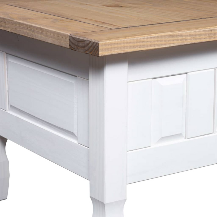 CORONA Rustic Coffee Table - Solid Mexican Pinewood in White 100x55x44 cm - Elegant and Durable, Easy Assembly - Premium  from Home Treasures - Just £128.99! Shop now at Home Treasures