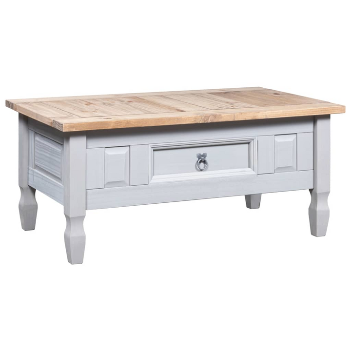 CORONA Coffee Table - Mexican Solid Pine Wood, Rustic Grey Finish, 100x55x44 cm - Perfect for Living Room - Premium  from Home Treasures - Just £106.99! Shop now at Home Treasures