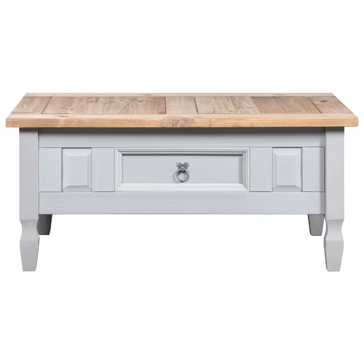 CORONA Coffee Table - Mexican Solid Pine Wood, Rustic Grey Finish, 100x55x44 cm - Perfect for Living Room - Premium  from Home Treasures - Just £106.99! Shop now at Home Treasures