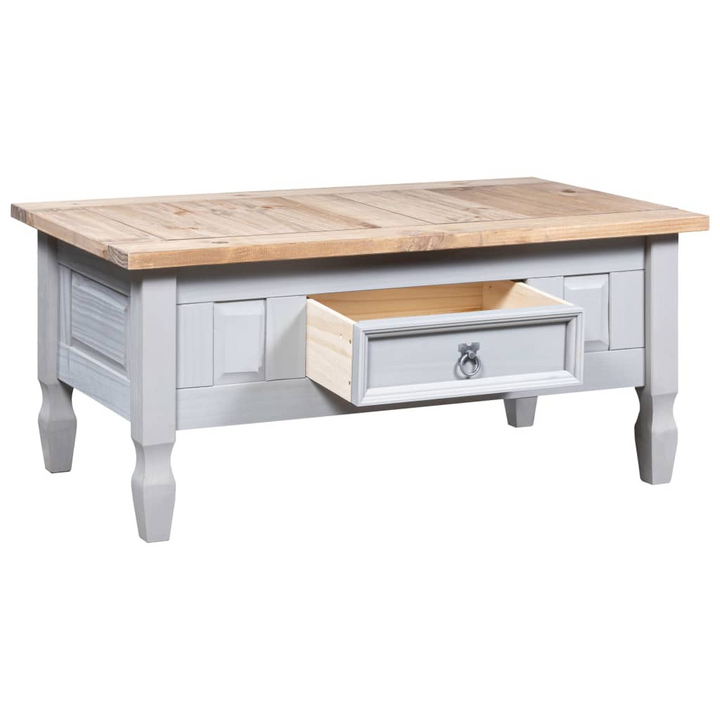 CORONA Coffee Table - Mexican Solid Pine Wood, Rustic Grey Finish, 100x55x44 cm - Perfect for Living Room - Premium  from Home Treasures - Just £106.99! Shop now at Home Treasures