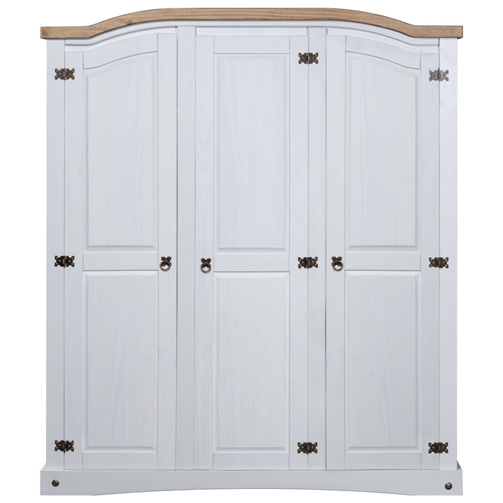 CORONA Three Door Wardrobe in White - 151.6 x 52 x 170cm | Rustic Charm & Ample Storage - Premium  from Home Treasures - Just £486.99! Shop now at Home Treasures