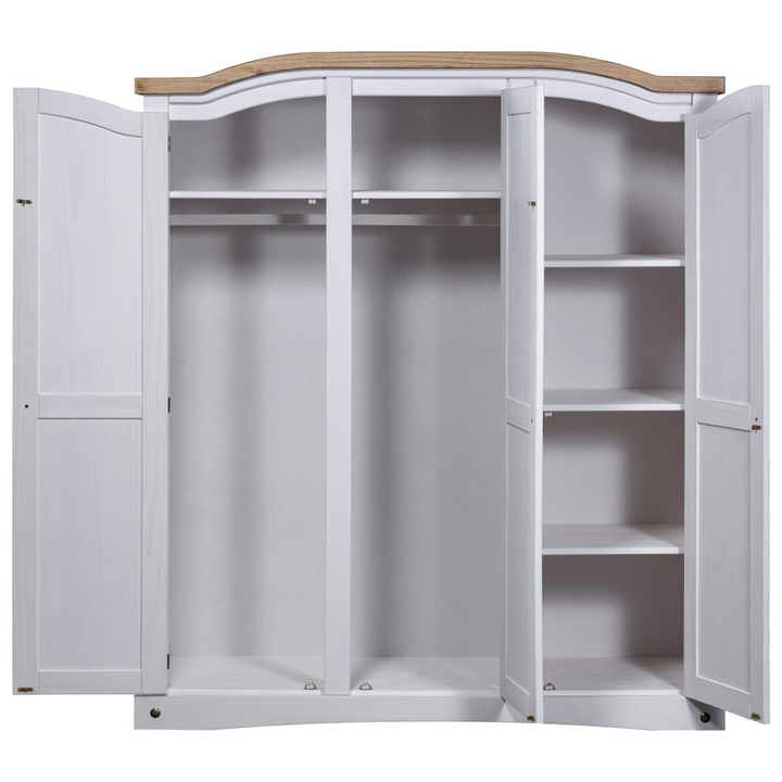 CORONA Three Door Wardrobe in White - 151.6 x 52 x 170cm | Rustic Charm & Ample Storage - Premium  from Home Treasures - Just £486.99! Shop now at Home Treasures