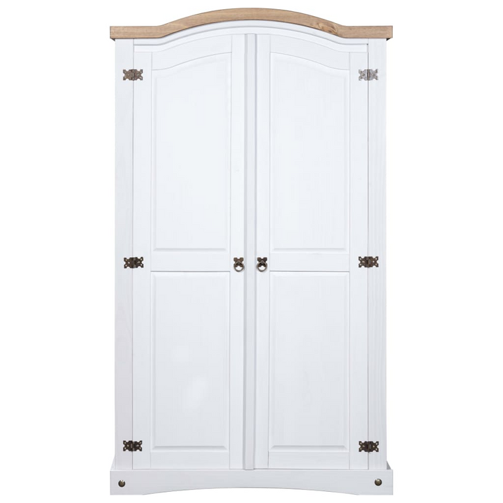 CORONA Wardrobe Mexican Pine, 2 Doors in White - Rustic Charm & Spacious Storage - Premium  from Home Treasures - Just £431.99! Shop now at Home Treasures