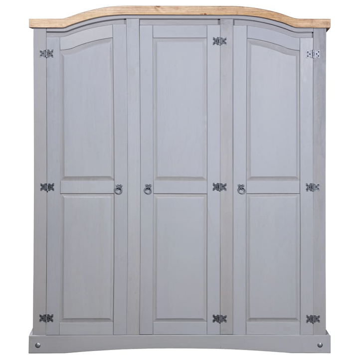 CORONA Mexican Pine Three Door Wardrobe in Grey - 151.6 x 52 x 170 cm | Rustic Charm & Ample Storage - Premium  from Home Treasures - Just £513.99! Shop now at Home Treasures