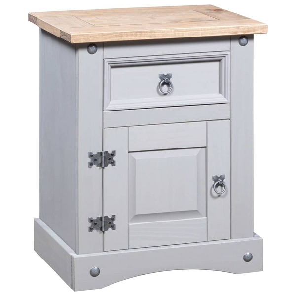 CORONA Mexican Pine Bedside Cabinet in Grey - Rustic Charm & Functionality | 53x39x66 cm - Premium  from Home Treasures - Just £80.99! Shop now at Home Treasures