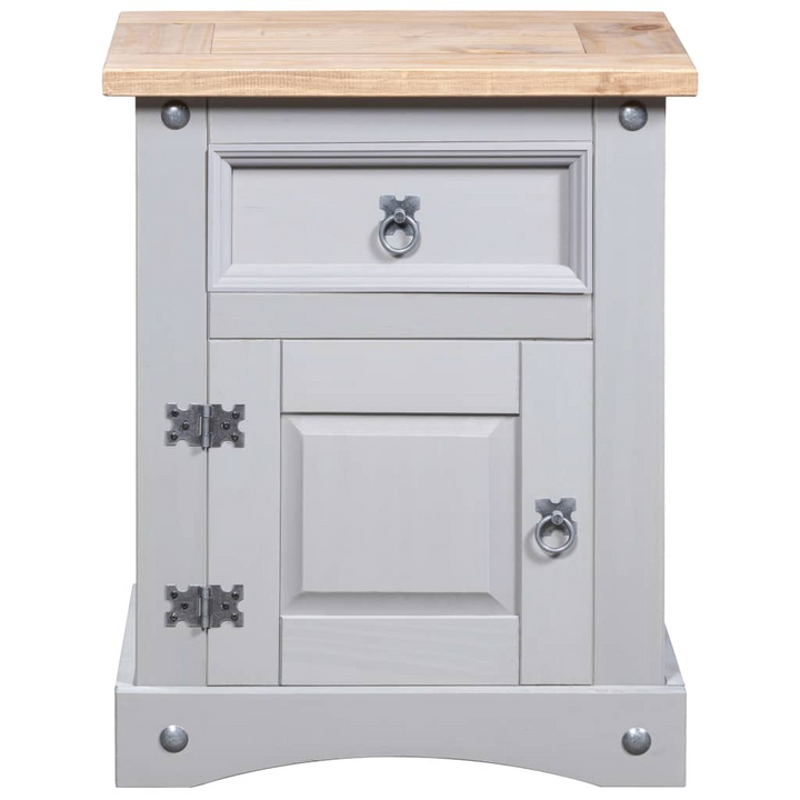 CORONA Mexican Pine Bedside Cabinet in Grey - Rustic Charm & Functionality | 53x39x66 cm - Premium  from Home Treasures - Just £61.99! Shop now at Home Treasures