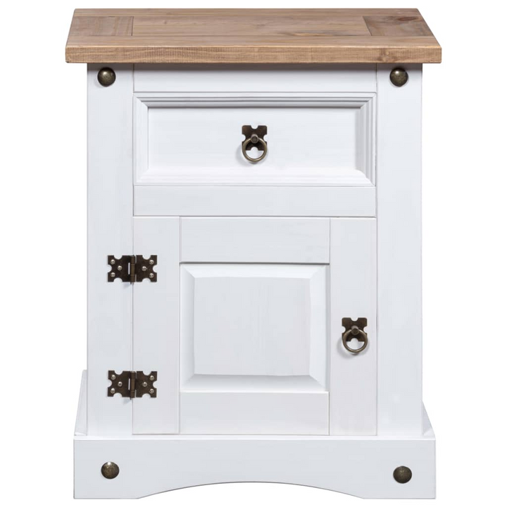 CORONA Mexican Pine Bedside Cabinet, White Finish - 53x39x66 cm - Stylish & Sturdy Nightstand with Drawer and Cupboard - Premium  from Home Treasures - Just £92.99! Shop now at Home Treasures