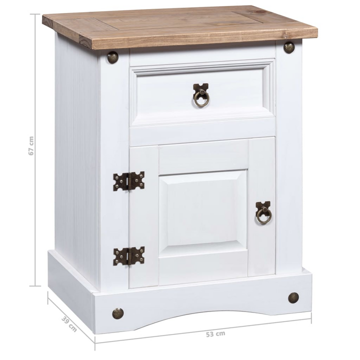 CORONA Mexican Pine Bedside Cabinet, White Finish - 53x39x66 cm - Stylish & Sturdy Nightstand with Drawer and Cupboard - Premium  from Home Treasures - Just £92.99! Shop now at Home Treasures