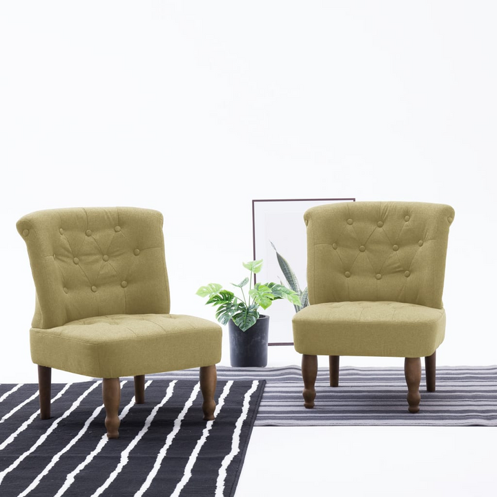 Elegant Green French Chairs - Set of 2 | Stylish Home Furniture with Solid Wood Legs - Premium  from Home Treasures - Just £219.99! Shop now at Home Treasures