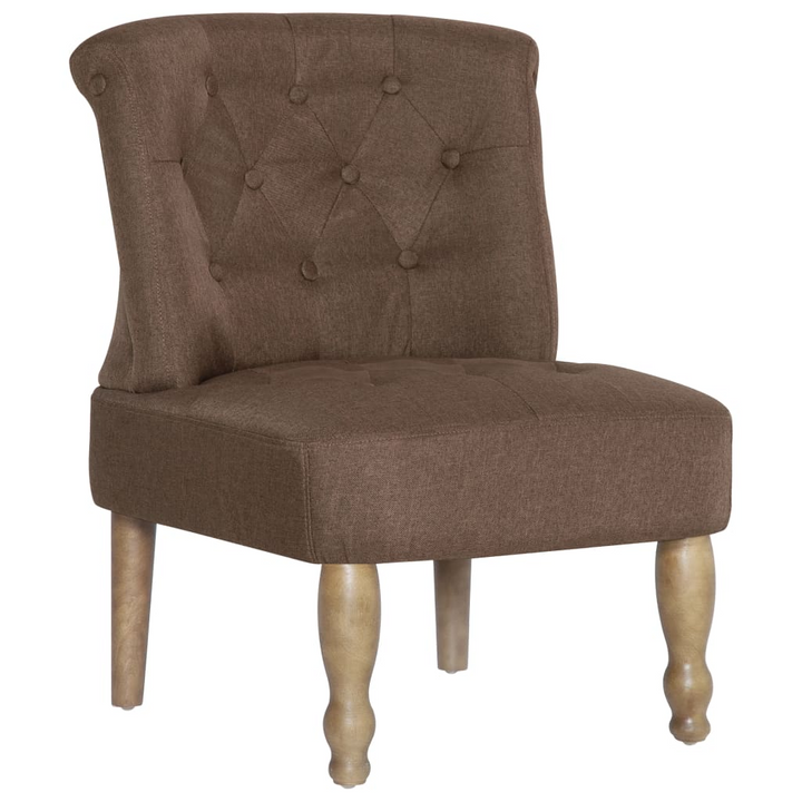 Elegant French Chairs Set of 2 - Brown, Classic Design with Solid Wood Legs and Fabric Upholstery - Premium  from Home Treasures - Just £258.99! Shop now at Home Treasures