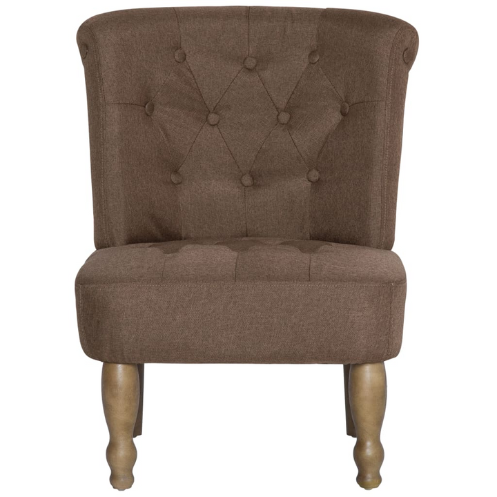 Elegant French Chairs Set of 2 - Brown, Classic Design with Solid Wood Legs and Fabric Upholstery - Premium  from Home Treasures - Just £258.99! Shop now at Home Treasures