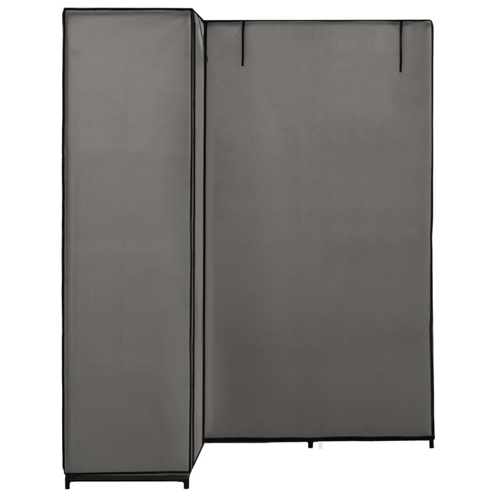 Fabric Corner Wardrobe in Grey - Space-Saving Iron Frame Closet with Zippered Fabric Cover (130x87x169 cm) - Premium  from Home Treasures - Just £53.99! Shop now at Home Treasures