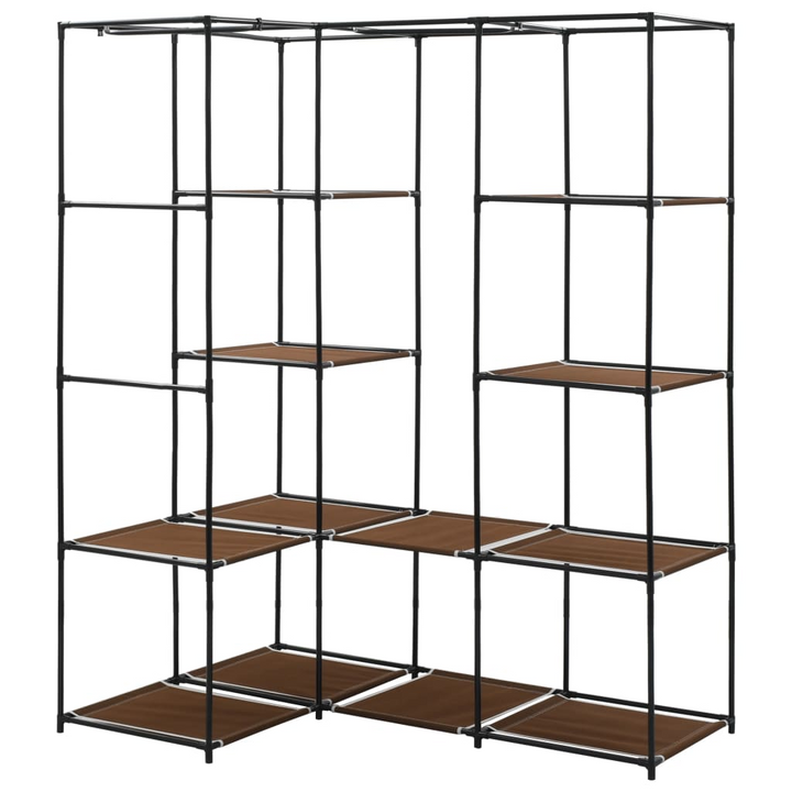 Fabric Corner Wardrobe in Brown - Space-Saving Storage for Clothes & Shoes, 130x87x169 cm - Premium  from Home Treasures - Just £55.99! Shop now at Home Treasures