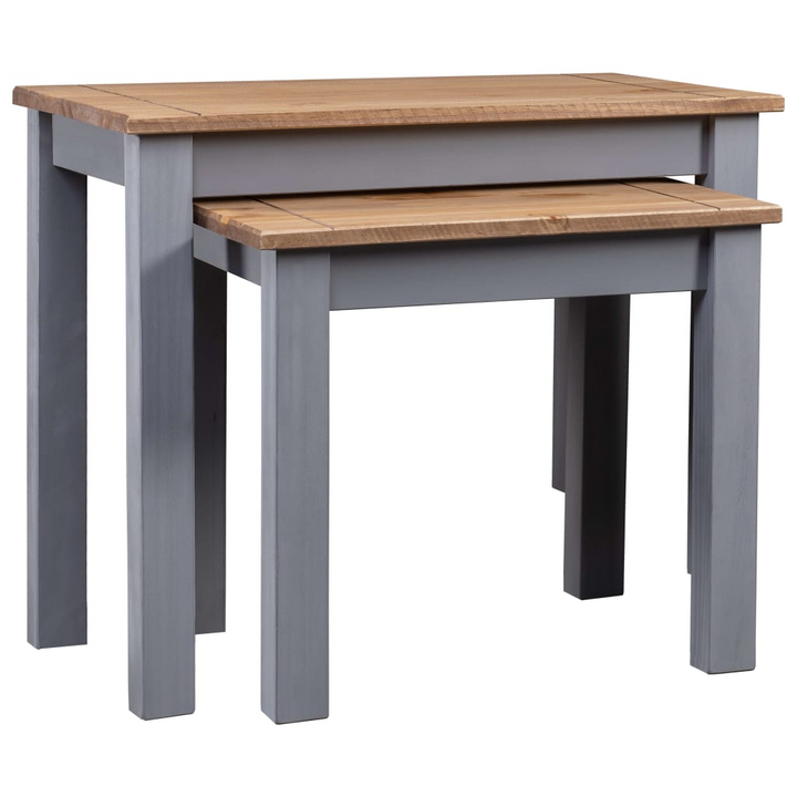 PANAMA Nesting Tables Set of 2 - Grey Pine Wood - Rustic & Stylish Home Decor - Premium  from Home Treasures - Just £66.99! Shop now at Home Treasures