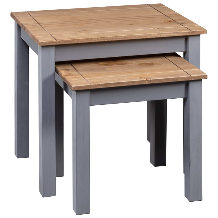 PANAMA Nesting Tables Set of 2 - Grey Pine Wood - Rustic & Stylish Home Decor - Premium  from Home Treasures - Just £66.99! Shop now at Home Treasures