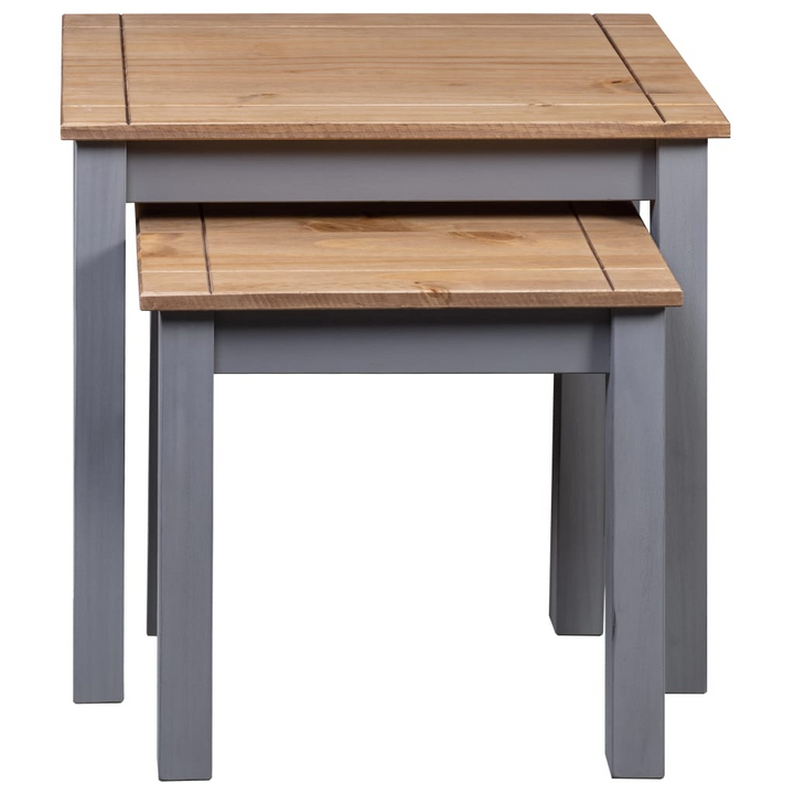 PANAMA Nesting Tables Set of 2 - Grey Pine Wood - Rustic & Stylish Home Decor - Premium  from Home Treasures - Just £66.99! Shop now at Home Treasures