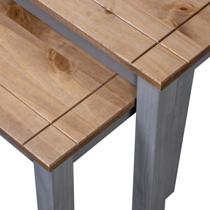 PANAMA Nesting Tables Set of 2 - Grey Pine Wood - Rustic & Stylish Home Decor - Premium  from Home Treasures - Just £66.99! Shop now at Home Treasures