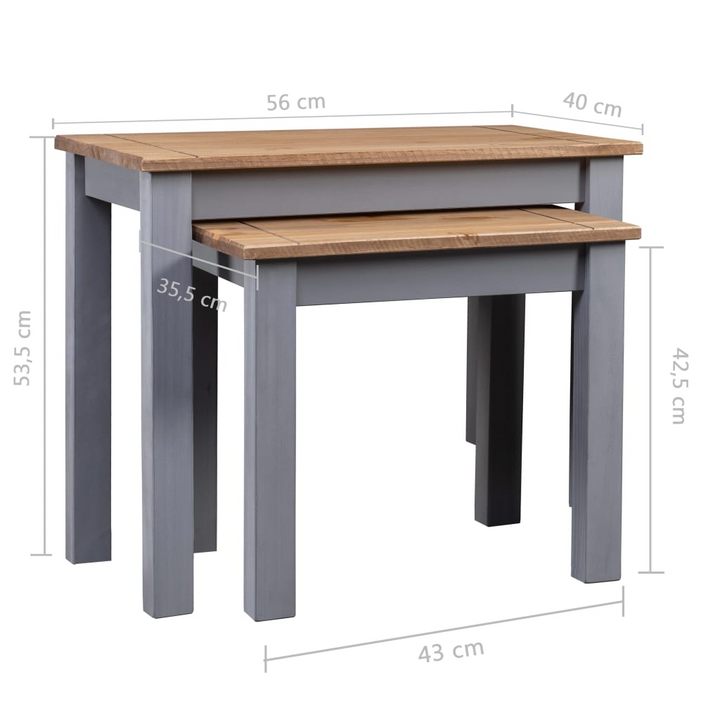 PANAMA Nesting Tables Set of 2 - Grey Pine Wood - Rustic & Stylish Home Decor - Premium  from Home Treasures - Just £66.99! Shop now at Home Treasures