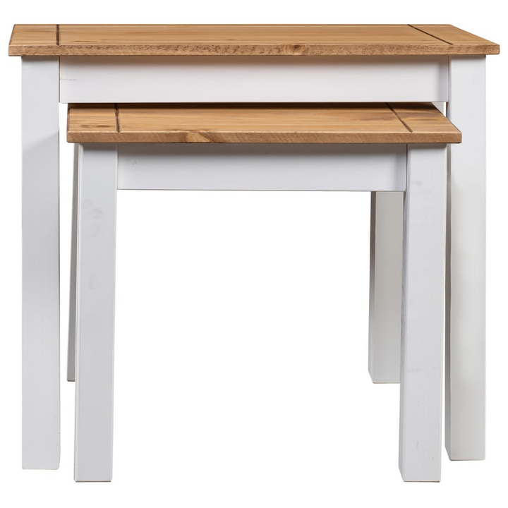 PANAMA Nesting Tables Set of 2 - White & Natural Solid Pine Wood | Rustic & Space-Saving Design - Premium  from Home Treasures - Just £63.99! Shop now at Home Treasures