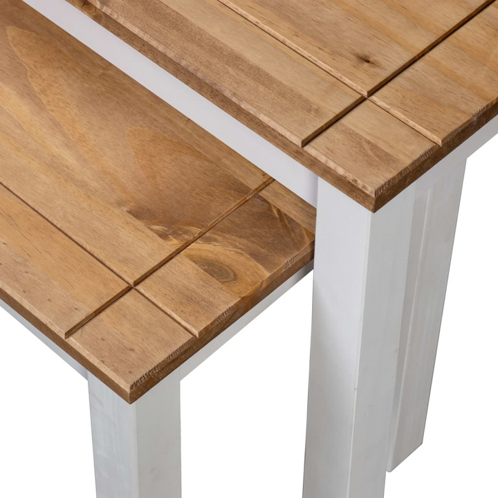 PANAMA Nesting Tables Set of 2 - White & Natural Solid Pine Wood | Rustic & Space-Saving Design - Premium  from Home Treasures - Just £63.99! Shop now at Home Treasures