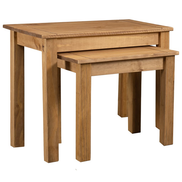 PANAMA Rustic Solid Pine Wood Nesting Tables Set of 2 - Space-Saving & Handcrafted Elegance - Premium  from Home Treasures - Just £70.99! Shop now at Home Treasures