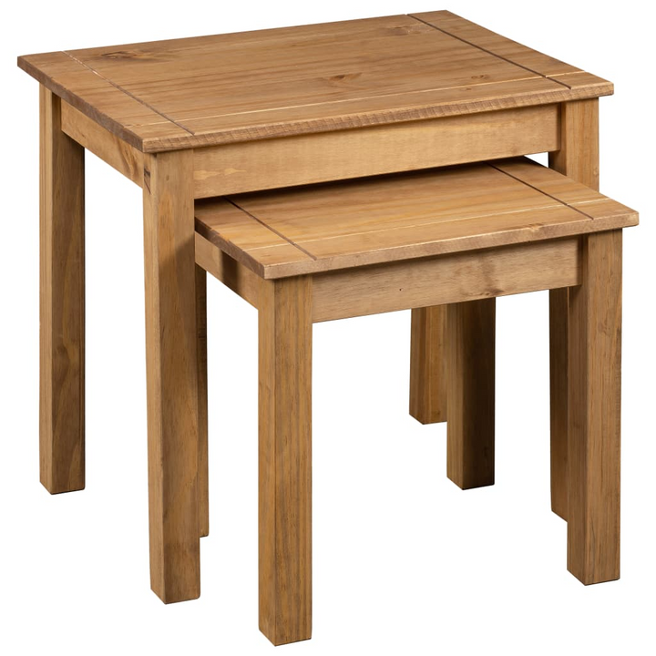 PANAMA Rustic Solid Pine Wood Nesting Tables Set of 2 - Space-Saving & Handcrafted Elegance - Premium  from Home Treasures - Just £70.99! Shop now at Home Treasures