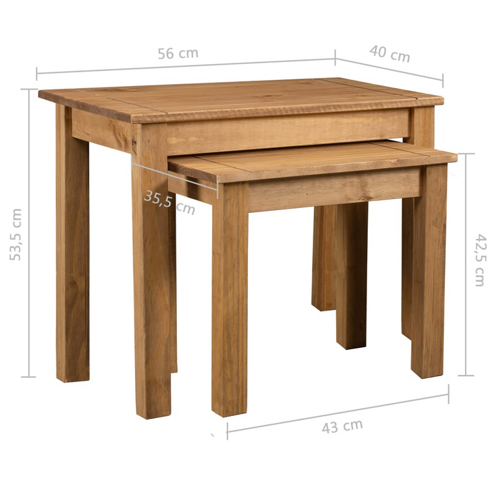 PANAMA Rustic Solid Pine Wood Nesting Tables Set of 2 - Space-Saving & Handcrafted Elegance - Premium  from Home Treasures - Just £70.99! Shop now at Home Treasures