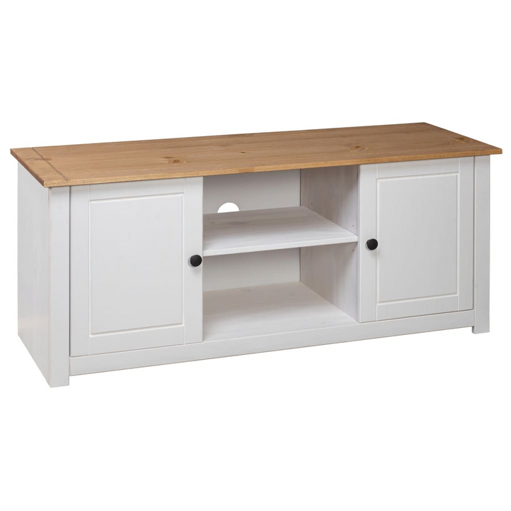 PANAMA TV Cabinet - Solid Pine Wood, White Finish, 120x40x50 cm - Elegant & Durable Storage Solution - Premium  from Home Treasures - Just £152.99! Shop now at Home Treasures