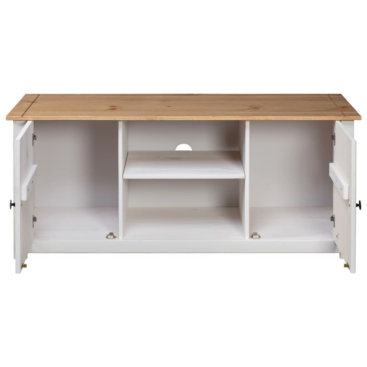 PANAMA TV Cabinet - Solid Pine Wood, White Finish, 120x40x50 cm - Elegant & Durable Storage Solution - Premium  from Home Treasures - Just £152.99! Shop now at Home Treasures