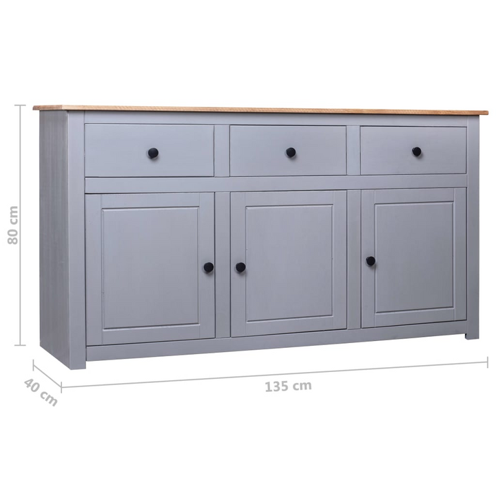 PANAMA Grey Sideboard - Solid Pinewood, 135x40x80 cm - Stylish and Durable Storage Solution - Premium  from Home Treasures - Just £234.99! Shop now at Home Treasures